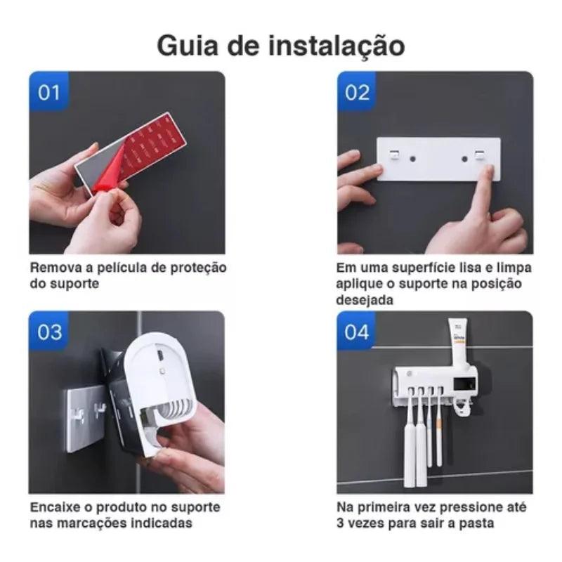 Toothbrush Holder Sterilizer For Bathrooms Automatic Toothpaste USB Rechargeable Modern