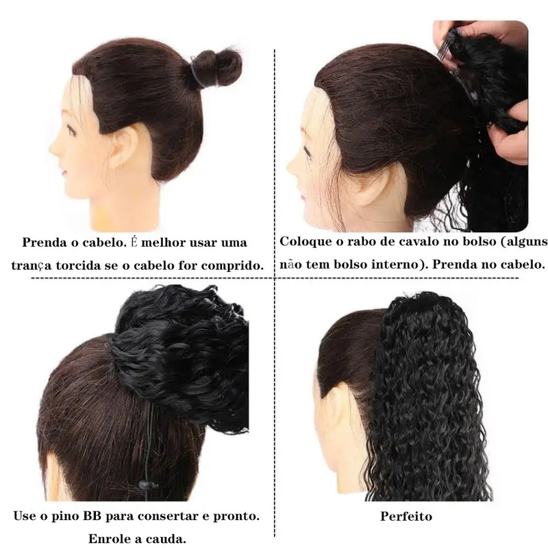 Rabo De Cavalo Cabelo Bio Fibra Proteína de Alta Temperatura Afro Cacheado Drawstring Ponytail Cabelo 16inch 40cm