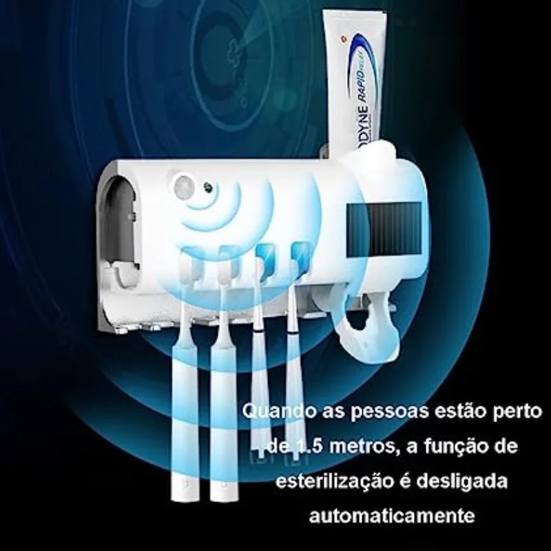 Toothbrush Holder Sterilizer For Bathrooms Automatic Toothpaste USB Rechargeable Modern