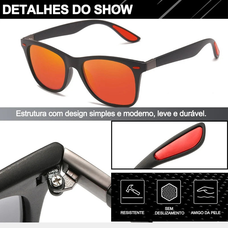 Óculos de Sol Polarizados Unissex com Lentes Espelhadas