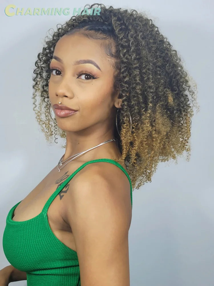 Rabo De Cavalo Cabelo Bio Fibra Proteína de Alta Temperatura Afro Cacheado Drawstring Ponytail Cabelo 16inch 40cm